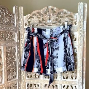 Reiss Snake Print Black White Orange Shorts Size 4